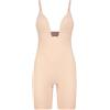 Bye Bra Body scultoreo a V profondo, bordi tagliati al laser, spalline in silicone, coppe senza stecche, fascia modellante per donna, vita media, collezione scultorea, beige/nero, S-XXL, beige, XL