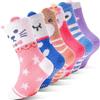 EBMORE Calzini antiscivolo per bambini, morbidi e spessi, calzini invernali, 6 paia (Animali, 22-26)
