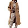 Juankrynord Donna Autunno e Inverno Doppio Petto Cappotto di Media Lunghezza Doppio Petto Cammello Pisello Cappotto di Media Lunghezza Inverno Trench Cappotto Giacca da Lavoro (Kaki,XL)