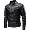 Sunnyuk Giacca di Vera Pelle E Pelliccia da Uomo, Casuale Aderente Cappotto in Pelle, Primaverile Nero Corto Vintage Maniche Lunghe Giubbotto in Ecopelle, Invernale Marrone Bomber Pu Zip Up Giubbino
