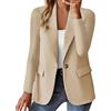 Generic Giacca da donna piccola in cardigan tinta unita con bottoni a maniche lunghe autunno e inverno Piumino Leggero Donna Taglie Forti Giubbino Donna (Beige, L)