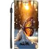 EuoDuo Compatibile con Xiaomi Redmi Note 11 / Note 11S Cover Libro con Disegni Custodia Portafoglio in PU Pelle Completa Protettiva Caso Magnetica Flip Wallet Case - Neve Farfalla