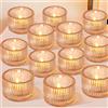Hovibu Set di 12 Portacandele da Tavolo 5cm x 3.8cm in Vetro Trasparente, Tealight per Centrotavola Decorazioni Natalizie Matrimoni Casa e Feste