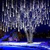 Kwaiffeo Illuminazione Natalizia per Esterni, 10 Tubi Catena di Luci Meteora, Impermeabile Luci Cadenti a Pioggia per Natale Halloween Albero di Natale Matrimonio Finestre, Decorazione Natalizia per