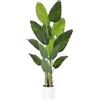 ZEEOZE Pianta Artificiale Uccello del Paradiso 180cm Alta Finta Palma Tropicale Per Interno Esterno con 13 Foglie Banano Albero Finto da Interno con Aaso Bianco Per Letto Giardino Ufficio Decorazione