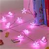 Lights4fun Catena Luminosa a Stelle Illuminate con 30 LED Rose Decorazione per Interni