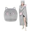 MSISILY Coperta con Maniche, Coperta Indossabile con Cappuccio Donna, Plaid con Maniche Donna Uomo, Plaid Divano 160x130cm - Grigio Gatti