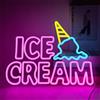 YUEYYNS Ice Cream Insegne al Neon Luce Neon a LED Insegne luminose Gelato Alimentata Tramite USB con Interruttore Decorazione di bar, vetrine, negozi, luci al neon
