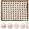 Draupnir 100 Pezzi Perline di Legno con Viso 20 mm Perline di Legno Teste di Legno con il Viso per i Vermi Preoccupazione Natura Sorriso Faccia Perline Artigianali Rotondo con Legno