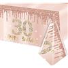 POPOYU Tovaglia 30° compleanno, oro rosa, 137 x 274 cm, tovaglia 30° compleanno, donna rosa, decorazione 30° compleanno, da donna, monouso, per donne, 30° compleanno, accessorio per feste