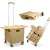 LexonElec Carrello per la Spesa Pieghevole, Carrello in Plastica su Ruote, Tavolo Magnetico Retrattile, Copertura Scorrevole, Resistente fino a 55 kg, Portatile per il Campeggio,Scatola Portaoggetti -Kaki