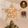 WHOLEV Oro Rosa Stelle Puntale Albero di Natale, 25CM Stelle Superiori Dell'albero Di Natale, 20 Luci a LED Stella dell'albero di Natale Per La Casa Decorazioni Dell'albero Di Natale