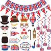 Bdecoll British National Day Festival Set di 20 pezzi bandiera britannica Photo Booth, 3 bandierine Union Jack, lunghezza 10 metri, 8 pezzi decorazione British Union Jack Hang Spiral