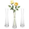 Hewory Vaso per fiori moderno, 3 vasi in vetro, 24 cm, sottile, vaso in vetro per decorazione da tavolo, vaso in vetro fatto a mano, per una rosa per decorazione di matrimonio, tavolo, soggiorno