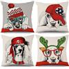ASDCXZ Set di 4 federe per cuscino per bambini, 40 x 40 cm, con simpatici animali, colore rosso, cappello di cervo, per il divano, per il divano, lavabile in poliestere, lino, per esterni