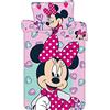 Jerry Fabrics Set di biancheria da letto per bambini Disney Minnie Mouse Rosa, piumone 100 x 135 cm + cuscino 40 x 60 cm, 100% cotone con cerniera