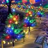 HUIKUANGEU Luci Solari per Pali di Natale,4 Pezzi Luci Dell'Albero di Natale con Paletto,Led Luci Natalizie da Esterno Energia Solare,Albero di Natale con Luci Solari Esterni,Luci Solari da Giardino