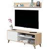 amuéblate online Mobile Design Nordico, 2 Scomparti e 2 Porte, Adatto per TV Fino a 77 Pollici, Legno, Bianco-Quercia, 50cm (Alto) x 135cm (Ancho) x 40cm (Fondo)