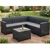 Dmora - Set salotto da esterno Eris, Set da giardino con cuscini, Salottino indoor e outdoor effetto rattan, 100% Made in Italy, Antracite