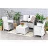 Dmora - Set Salotto da Esterno Urano, Set da Giardino con Cuscini, Salottino Indoor e Outdoor Effetto Rattan, 100% Made in Italy, Bianco