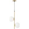 HOMCOM Lampada a Sospensione con 2 Paralumi in Vetro e Filo Regolabile, Lampada Moderna in Metallo, 32x15x51 cm, Bianca e Oro