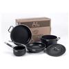 Pentole Agnelli Set Batteria Pentole per 3-4 persone in alluminio antiaderente per Induzione Al-Black