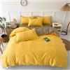 Odot Set Copripiumino 4 Pezzi Tinta Unita, Set di Biancheria da Letto con Copripiumini, Lenzuola sopra e Federe, Set Biancheria da Letto Singolo Matrimoniale King (220x240cm,Giallo)