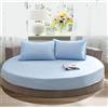 KXCAQ Lenzuolo morbido cotone rotondo lenzuolo con angoli tinta unita copriletto tondo set biancheria da letto coprimaterasso coprimaterasso lenzuolo morbido 200x200 cm SkyBlue