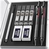 Nicpro 2 Pezzi Nero Metallo Matite Meccaniche Set, Portamine Art Matite 0,5 mm & 0,7mm con 4 Tubi HB Mine, 2 Gomma, Astuccio Per Artista Scuola Studenti Disegno Scrittura Schizzi