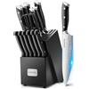 VINATO Ceppo Coltelli da Cucina 14 Pezzi con Affilatoio, Set di Coltelli da Cucina con Aspetto Damascato, Ceppo di Coltelli con Set di Coltelli da Chef Professionali