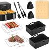 Kiperline Teglia Riutilizzabile per Friggitrice ad Aria - Accessori Doppio Cestello in Silicone per Air Fryer, Forno, Microonde - Contenitori Senza BPA