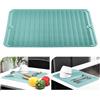 KitchenRaku Tappetino scolapiatti 40x45cm, Resistente al calore,Sottobicchieri in silicone antiscivolo, Presine, Tovaglietta, Ripiano per cucchiai (Azzurro)