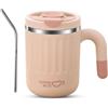 Kytpyi Termos Caffè, Tazza Termica, 480ml Bicchiere Termico a Prova di Perdite con Paglia Coperchio per Caffè Bevande, Thermos Caffe Acciaio Inossidabile Antiscottatura per Casa Ufficio (Rosa)