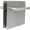 Amig - Set di maniglie con placca per porta | Maniglia con foro per pomello a 47mm | Mod. 4CW47 | Acciaio inossidabile 18/8 | 180 x 180 mm | Quadro di 8 mm | Argento opaco
