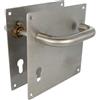 Amig - Set di maniglie con placca per porta | Maniglia con foro per pomello a 47mm | Mod. 4CW47 | Acciaio inossidabile 18/8 | 180 x 180 mm | Quadro di 8 mm | Argento opaco