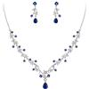 EVER FAITH Set di Gioielli per la Sposa Rotondo Goccia Zircon Fiore Cluster Vine Pendant Collana Orecchini Blu Argento Fondo