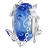 Yapamu Perline di vetro di Murano blu per braccialetti Pandora in argento con farfalla e nappa, Vetro, vetro