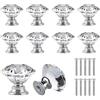 Elegance-go Pomelli per Mobili,10 Pezzi Manopola di Cristallo Trasparente Manopole a Forma Diamanti Manopole In Vetro Chiaro Maniglie per Cassetti con Viti per Cucina,Bagno e Armadietti da Ufficio (30 mm)