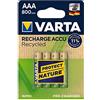 Zarivy Batterie ricaricabili AAA 800 mA (Blister 4 unità) Ø10,5 x 44,5 mm, ideali per dispositivi elettronici e giocattoli.