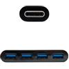 Brightium Adattatore USB-C maschio a 4 porte USB 3.0 femmina, colore nero, lunghezza cavo 10 cm. Consente il collegamento di più dispositivi USB a una porta USB-C. Ideale per apparecchiature con ingresso