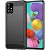 owlhold Cover per Samsung Galaxy A51, Custodia Spazzolata e Fibra di Carbonio Morbido Silicone TPU Slim Fit Case, Antiurto, Antigraffio, Antiscivolo, Protezione Grado Militare, Nero