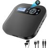 Desobry Lettore CD portatile con Bluetooth, NUOVO Lettore CD Discman ricaricabile per auto con FM, Due altoparlanti stereo, Anti-Skip, Due connettori per cuffie, Per regalo