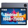 Ulefone TAB A11 Pro 16GB+256GB Tablet Android 14, MTK G99 11 pollici Tablet, 4 Altoparlanti Hi-Res Audio Gaming Tablet, 8800mAh 33W, 16MP+8MP, 2.4/5G WiFi + Dual 4G LTE Tablet PC, WiFi 6