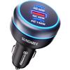 SUNDAREE 230W Caricatore Auto USB C,3 Porte 12V 24V PD 140W QC Carica Rapida Tipo C Caricabatterie Accendisigari Cellulare Adattatore for Macbook/Galaxy Book/ThinkPad/Laptop/Samsung A56/iPhone,Nero