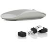 Uiosmuph G11 Mouse Wireless Ricaricabile, Mouse Senza Fili Silenzioso, 2,4 GHz con Ricevitore di Tipo C e USB per Laptop/PC/Mac/Chromebook,Gray