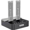 SSK NVMe SSD Cloner, Docking Station Dual Bay per clonare M.2 NVME SSD, 20 Gbps USB3.2 Gen 2X2 SSD a USB Senza Attrezzi Duplicatore, Supporta la Clonazione Offline