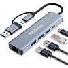 Obllemn Adattatore USB Ethernet, Hub USB C Ethernet, Adattatore Etherne t US B LAN 1000Mbps RJ45 A-dattatore US-B C E-thernet con 3 porte U-SB 3.0 e U-SB di tipo C per Windows XP/MAC/Linux/Chromebook