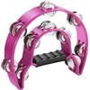 Flexzion - Doppio Jingles Mezzaluna Tamburello Musicale Doppia Fila Jingle in Metallo Tamburo Tenuto in Mano a Percussione per Regalo KTV Party Giocattolo per Bambini con Impugnatura Ergonomica (Rosa)