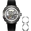 CIGA Design Orologio automatico da uomo - Serie M, Magician Series in acciaio inossidabile/titanio con cassa staccabile, cinturino in gomma fluorurata, orologi per uomo e donna con cassa in 3 forme