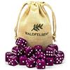 Waldfelsen®, 20 dadi da gioco acrilici viola, 16 mm, 6 lati, set con sacchetto di stoffa